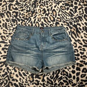 2B Bebe Skull Studded Jean Shorts